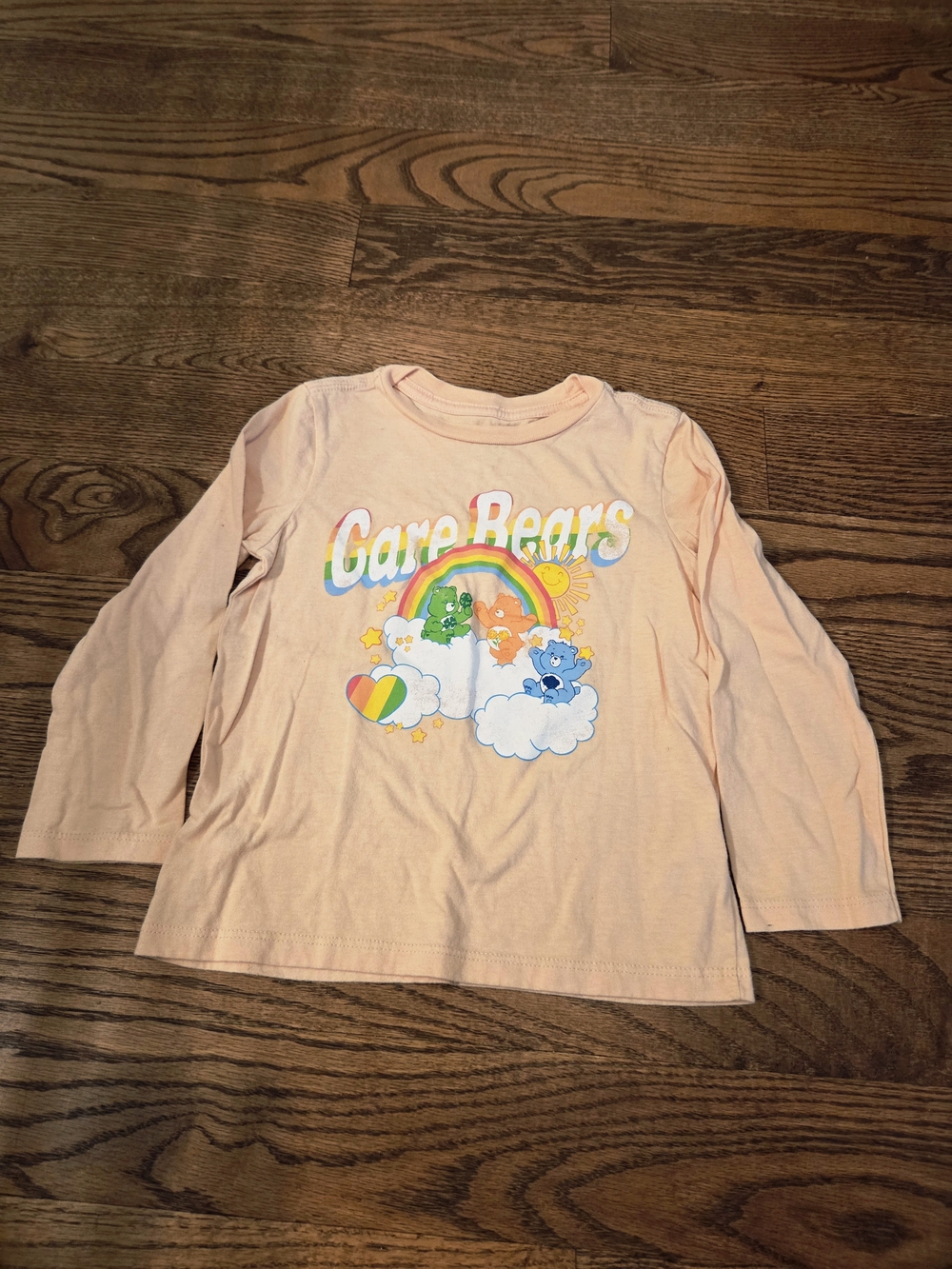 Care Bears - Peach Long Sleeve Graphic Tee Grumpy, Friend & Goodluck Bear - 4T